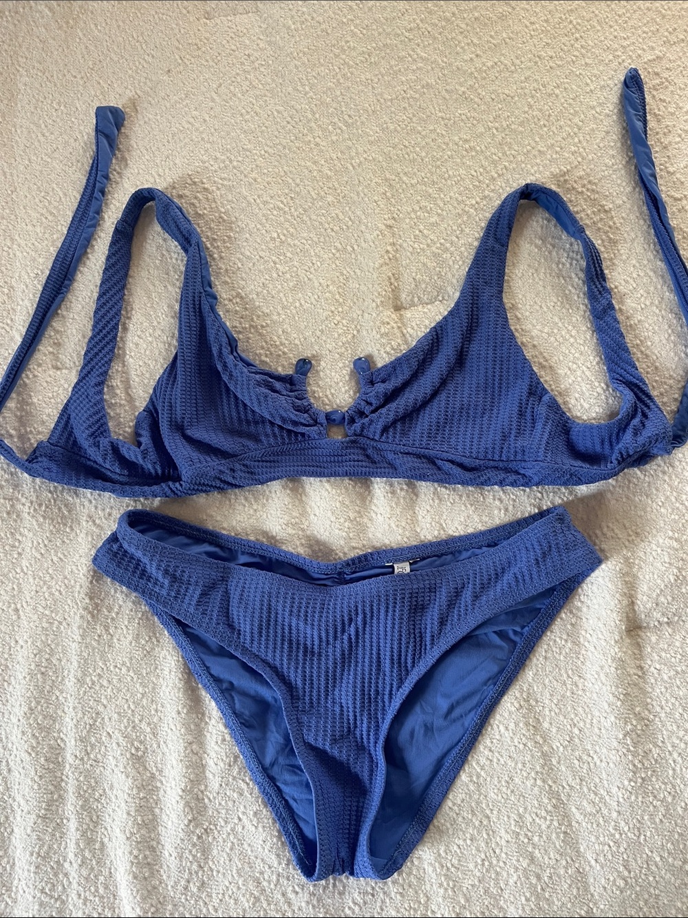 Rebecca Virtue Blue Textured Two-Piece Bikini Set